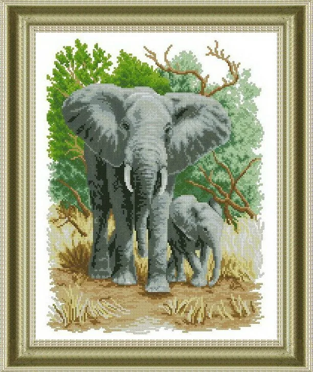 

55*45cm Needlework DIY Cross stitch,Embroidery kit set,Scenic Forest animal elephant Cross-Stitch decoration painting wholesale