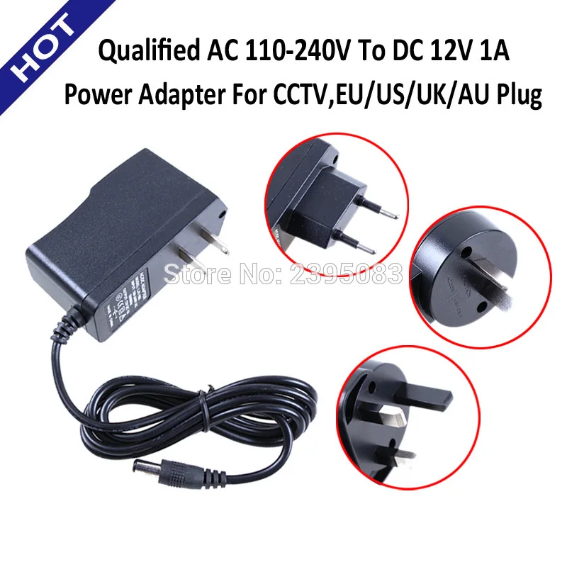 

Квалифицированный AC 110-240V к DC 12V 1A адаптер питания для CCTV камеры IP камеры EU/US/UK/AU вилка
