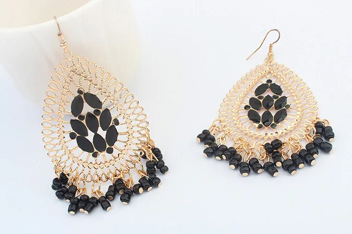 New European Fashion Elegant Atmosphere Classical Style Bohemia Resin Droplets Beads Earrings for Women Dangle earings | Украшения и