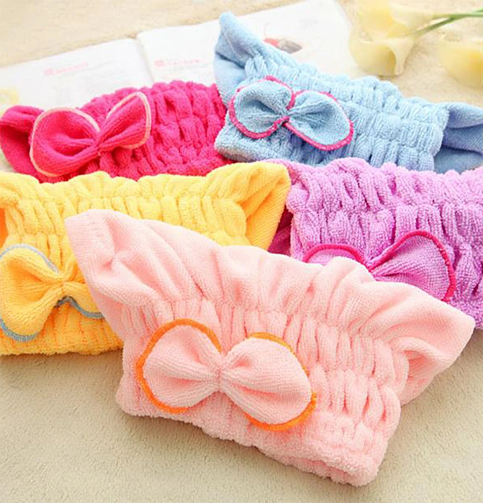 DINIWELL Women Girls Lady's Quick Dry Bath Hair Drying Towel Head Wrap Hat Makeup Shower Cap Bathing Tool Towel Head Wrap Hat