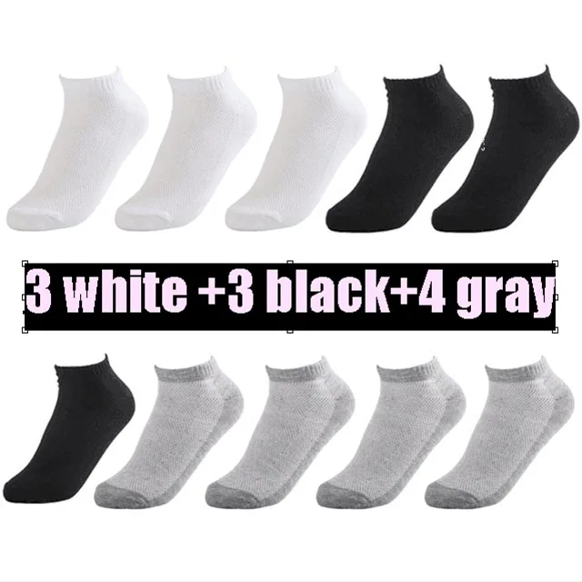 3white 3black 4gray 20 шт = 10 пар, летние мужские сетчатые носки, невидимые нейлоновые носки до лодыжки, мужские белые дышащие тонкие лодочкой носки, европейские размеры 38-43, низкая цена - Цвет: 3white 3black 4gray