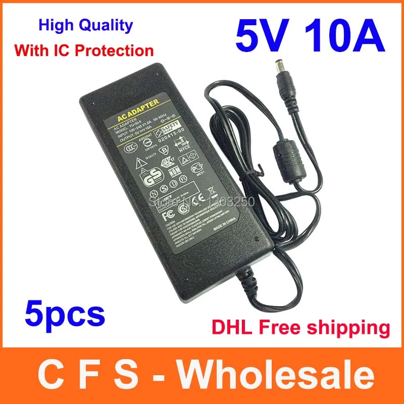 DHL Бесплатная Доставка 5 шт. AC DC V 10A Питание адаптер для WS2812B WS2811 LPD8806 WS2801