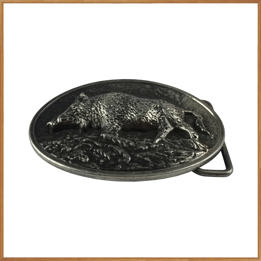 BuckleClub retro 3D wild boar jeans gift belt buckle FP-03570-1 antique silver finish for men 4cm width loop drop shipping | Дом и сад