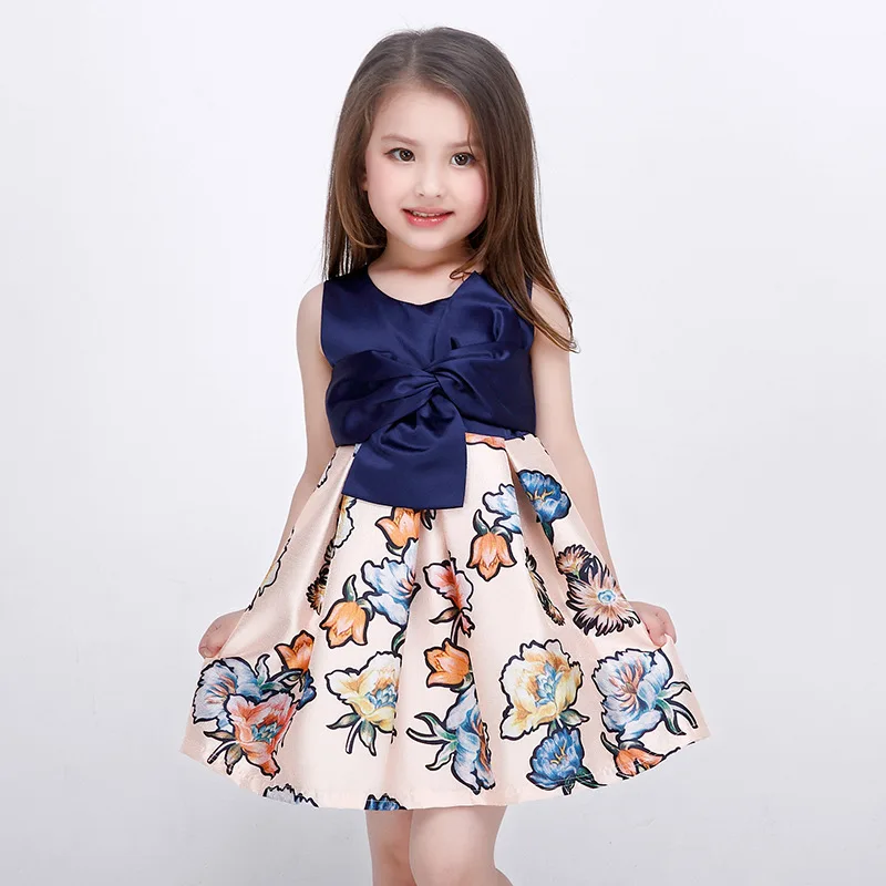 Spring and summer girls dress Children Girls Dress Print Ball Gown Fashion Wedding Party Kids Dresses YWA-86027 | Детская одежда и