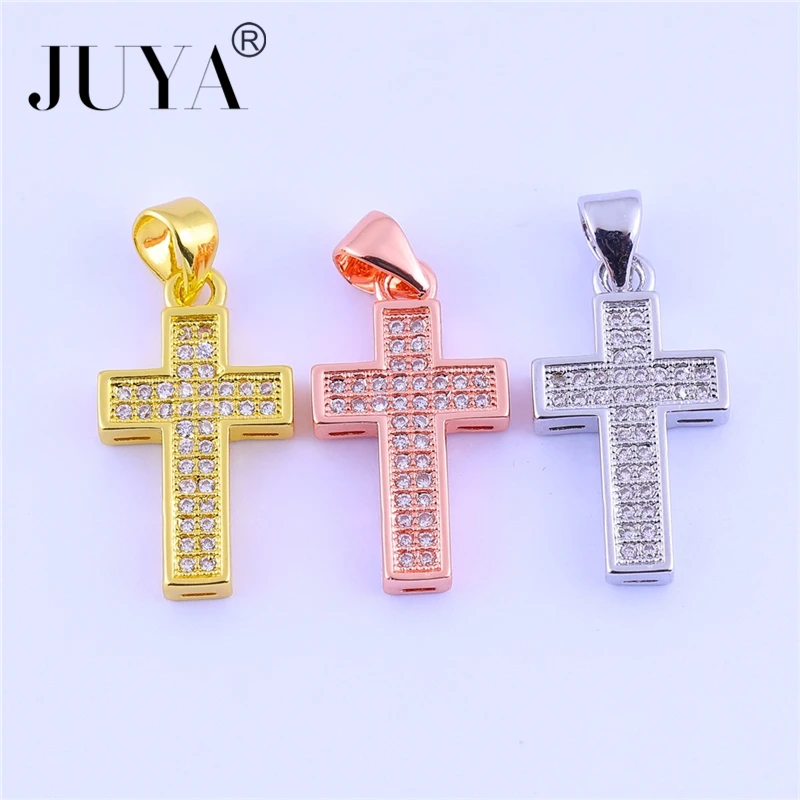5 шт. подвески кресты из розового золота с фианитами|Шармы| |