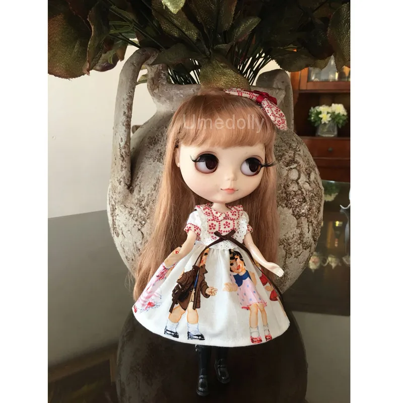 1 шт. кукла ручной работы одежда белая фигура узор платье для Blyth Licca Azone Pullip 1/6 BJD