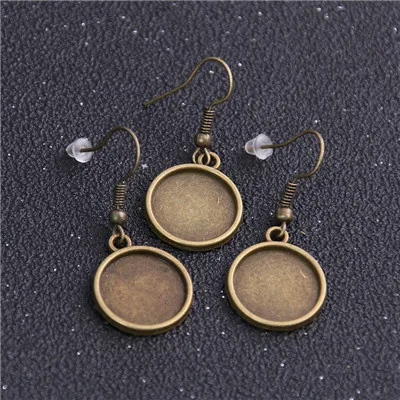 antique Bronze 10pcs 10-25mm Two Color Cabochon Earring Base Setting Blank Stainless Steel HooksDiy Accessories For Making Earrings - Цвет: antique Bronze