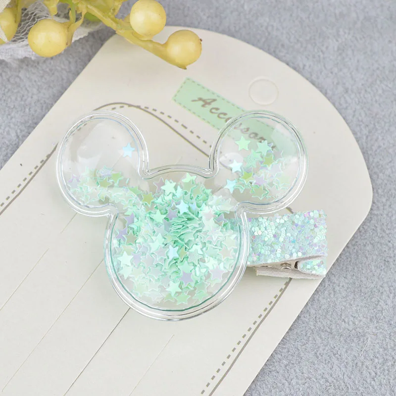 7 Mouse Green Новая корейская детская прозрачная Корона любовь звезды мышь заколки для волос милая девочка имитация шпильки с жемчугом аксессуары для волос - Цвет: 7 Mouse Green