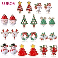 lubov 2020 new fashion women santa claus snowman lovely tree bell christmas jewelry christmas earring for women gifts eh043