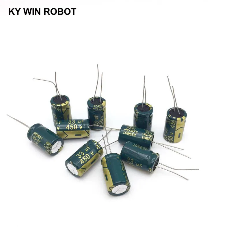 10 шт алюминиевый электролитический конденсатор 33 мкФ 450 V 13*20mm frekuensi tinggi радиальный электролитический конденсатор