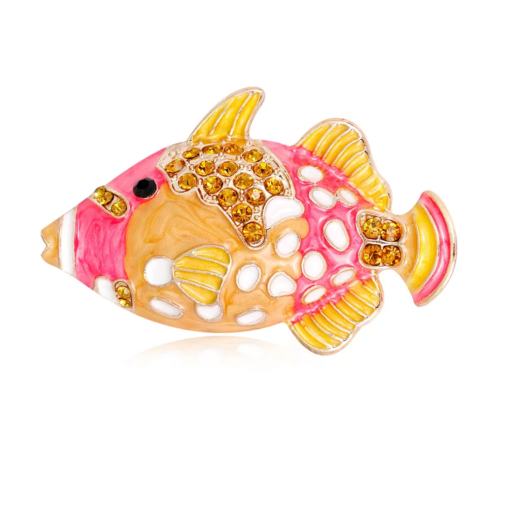 1A Size 2.7x4.2 cm Много видов рыбных костей Золотая рыбка Карп эмалированная Рыба Брошь булавка для женщин животные со стразами ракушка брошь Имитация жемчуга ювелирные изделия - Окраска металла: 1A Size 2.7x4.2 cm