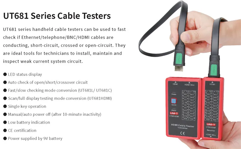 UNI-T UT681A/UT681L/UT681C/UT681HDMI Многофункциональный портативный кабель Finder набор сетевой тестер охотничий инструмент проверка линии устройства