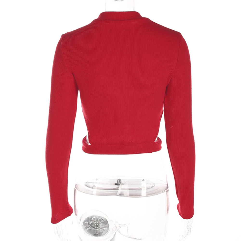 Для Женщин Осенние пикантные полые с длинным рукавом Круглый средства ухода за