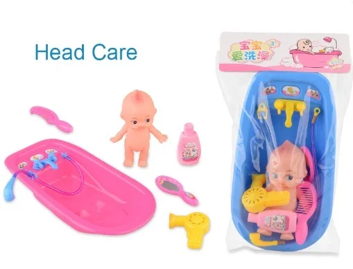 Head care-blue 6 шт пластиковая Ванна с игрушкой Bah, набор классических игрушек для ванны, Детские водяные игрушки для мытья, плавающие игрушки, детские игрушки для душа - Цвет: Head care-blue