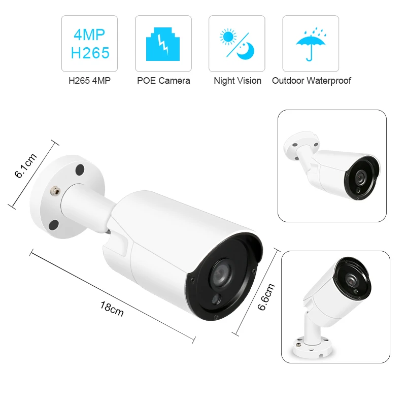 Techage H.265 8CH 4MP POE NVR CCTV Системы 4 шт. массив светодио дный Hi3516D OV4689 IP Камера P2P Onvif