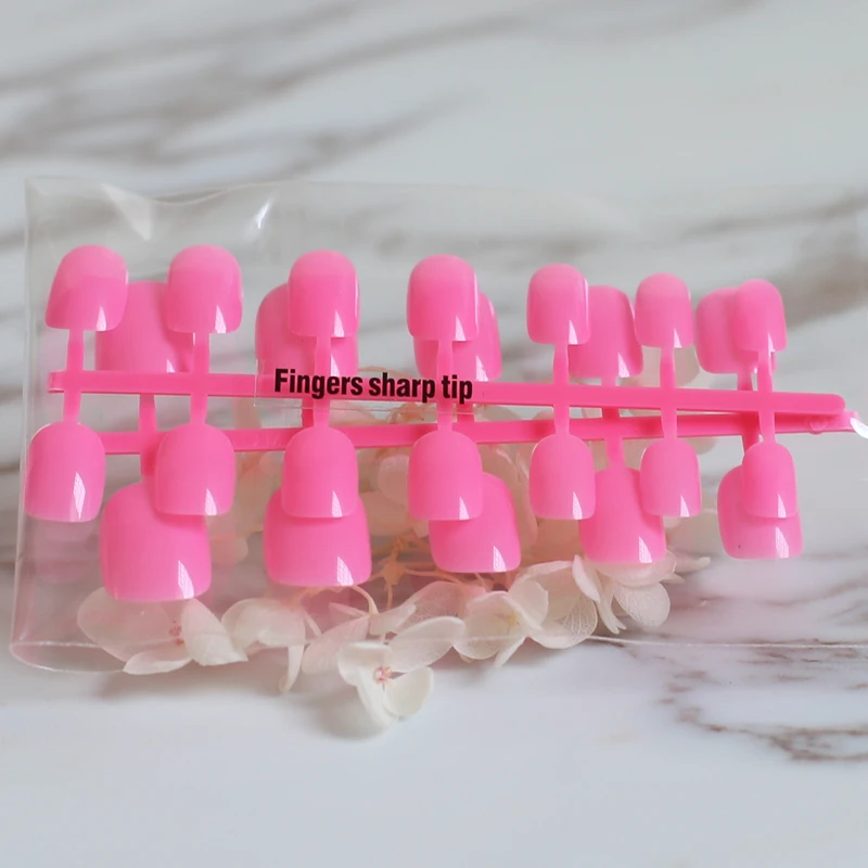 24 шт. Простые Модные сплошной цвет роза красная накладные ногти блестящая