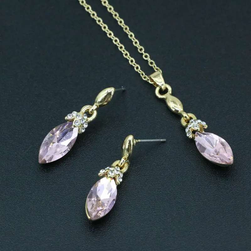 Кристалл Rhinestone Цепочки и ожерелья серьги Шарм комплект ювелирных изделий для Для