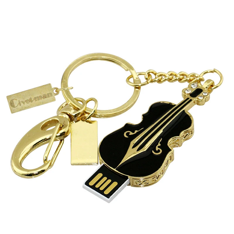 Флешка-брелок USB флеш-накопитель Гитара с отделкой кристаллами ожерелье с скрипкой 4 ГБ 8 ГБ 16 ГБ 32 ГБ 64 ГБ USB флешка ювелирные изделия USB флэш-память подарки