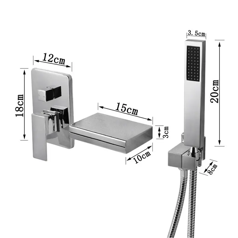 

Bathroom Bathtub Faucet Brass Waterfall Mixer Tap Hot & Cold With LED Bath Shower Faucets Wall Mounted Bathtub Shower Faucet Set