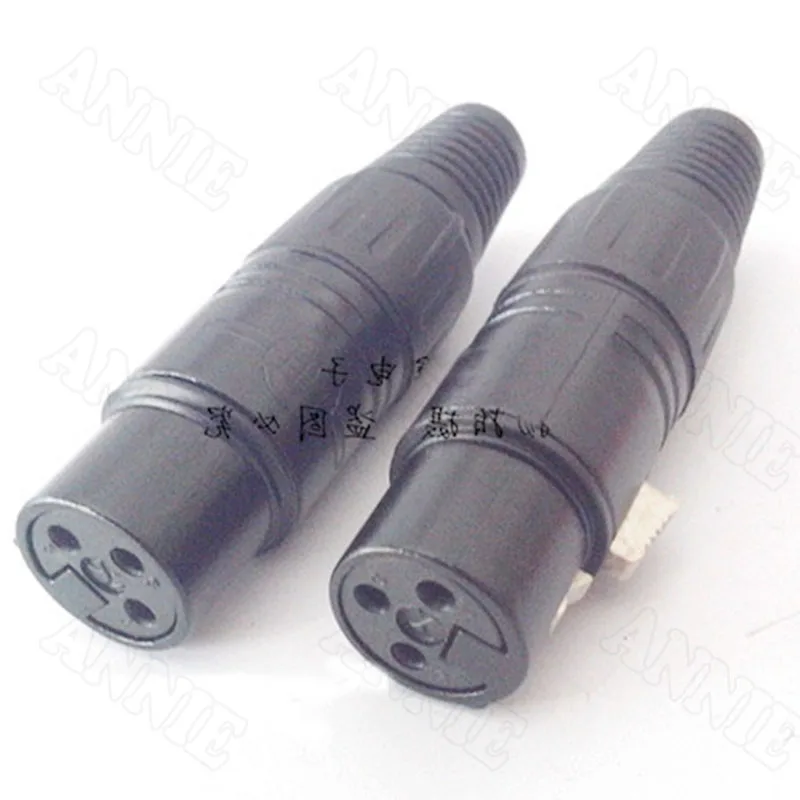 10 шт./лот 3 контактный черный позолоченный микрофонный штекер для Neutrik YS мама XLR