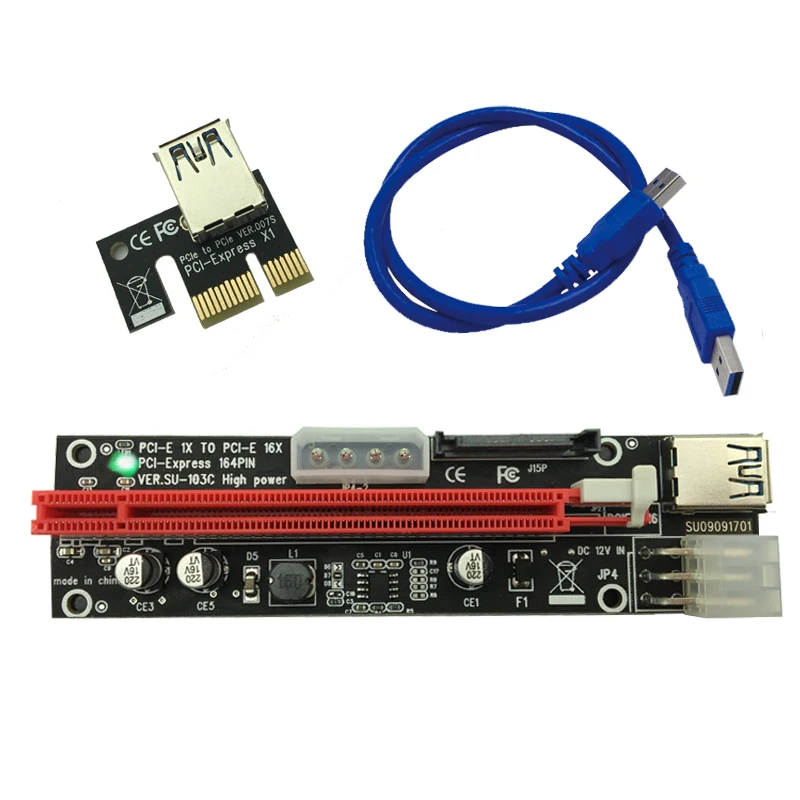 50 шт. PCI-E PCI E Express 1X до 16X видеокарта расширения SATA 15 Pin 6 4 PIN 3 источник питания со