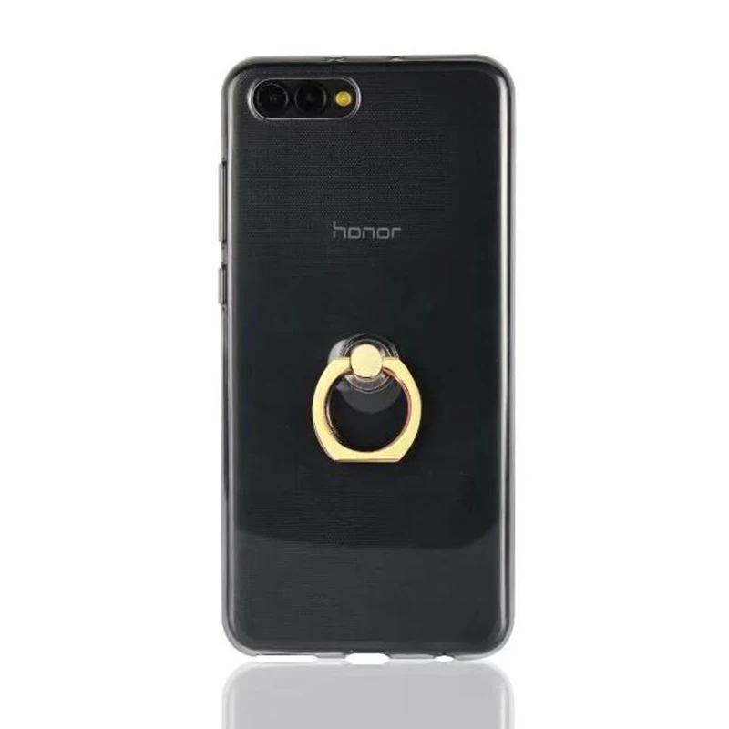 Cover Phone Case For Huawei Honor V10 V 10 View 5.99&quot TPU Silicone Gel Shell Shine Flash Glitter Powder Finger Ring Kickstand |