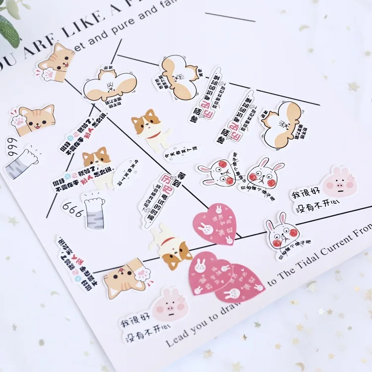 30pcs Lovely Cartoon Unicorn Sticker Package Cute Rabbit Cat Invincible Beautiful Girl DIY Diary Decoration Stickers Kids Gift | Канцтовары