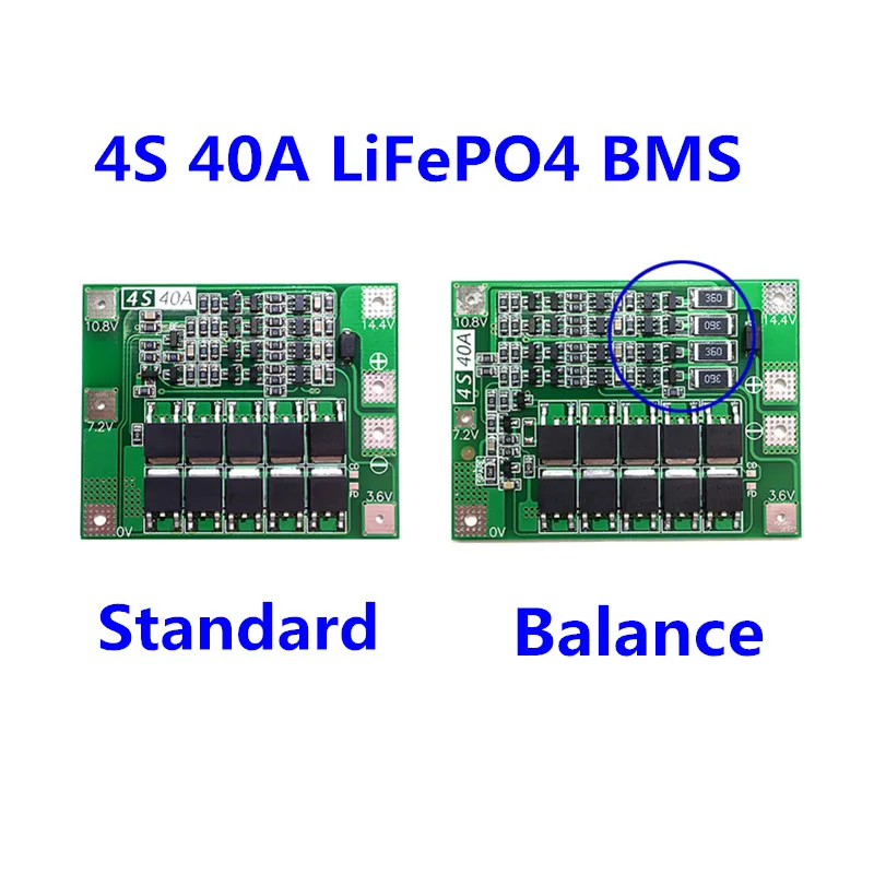 4S 40A 12 8 В 14 4 18650 LiFePO4 BMS/защитная плата литиевого железа аккумулятора с