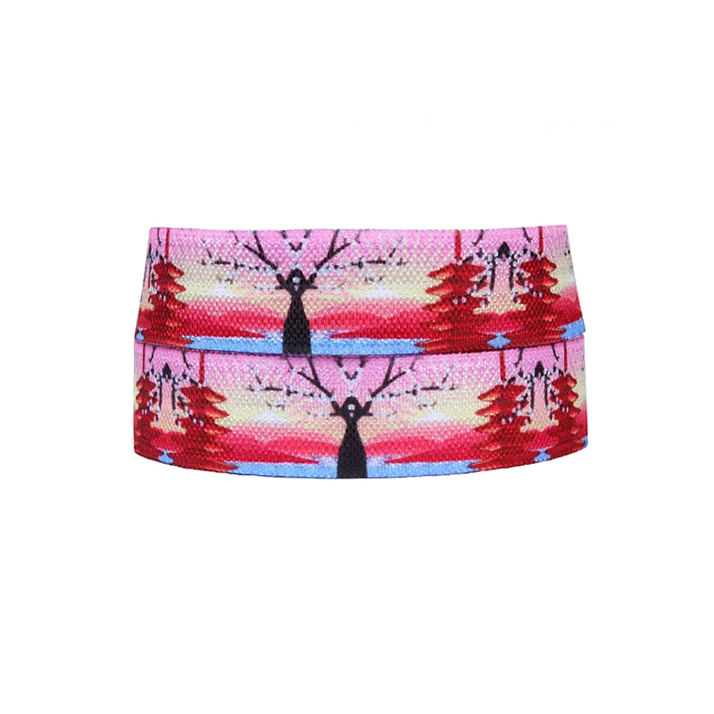 

(50 yards/lot) Free shipping beautiful sakura printed fold over elastic for baby headbands