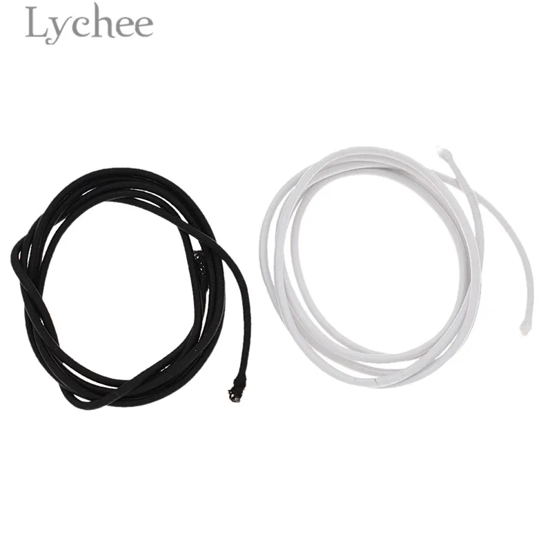 Lychee 5 ярдов 2 мм круглый Эластичный Шнур черно-белая эластичная лента DIY швейный