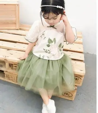 Новинка года; Детские платья Cheongsam в сдержанном стиле; детская одежда для девочек; праздничный костюм; платье принцессы в китайском стиле - Цвет: Фиолетовый