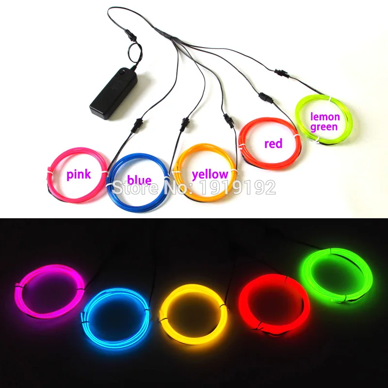 

3.2mm 1Meters multicolor DC3V EL wire Rope tube neon Led thread light Rope Cable for DIY glowing clothes/props Party Decoration