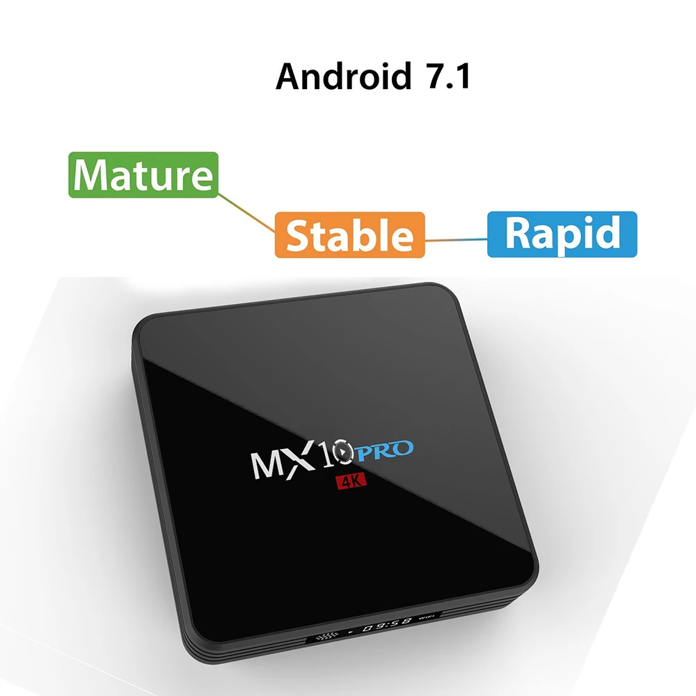 MX10 Pro светодиодный Android 7 1 ТВ приставка RK3328 Четырехъядерный 4 ГБ ОЗУ 32 Гб ПЗУ 4K HDR Smart