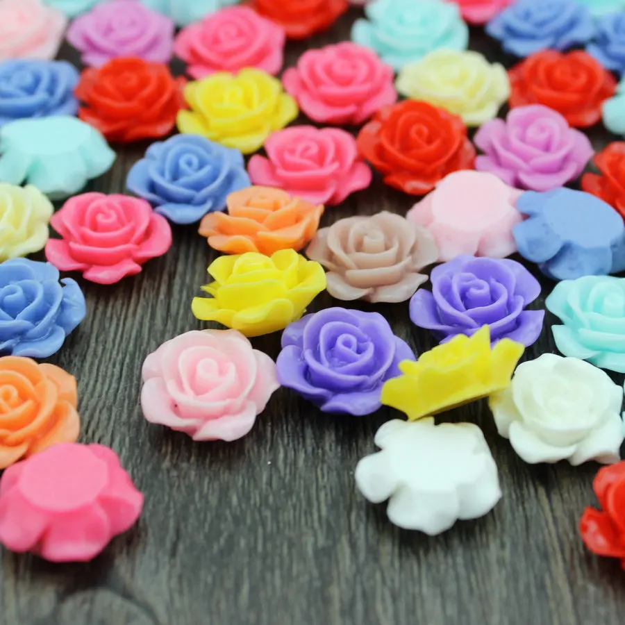 

set of 200pcs Mixed Colors Resin Rose Flower Flatback Resin Cabochons Artificial Rose phone Case DIY Decor 15mm Free Shipping