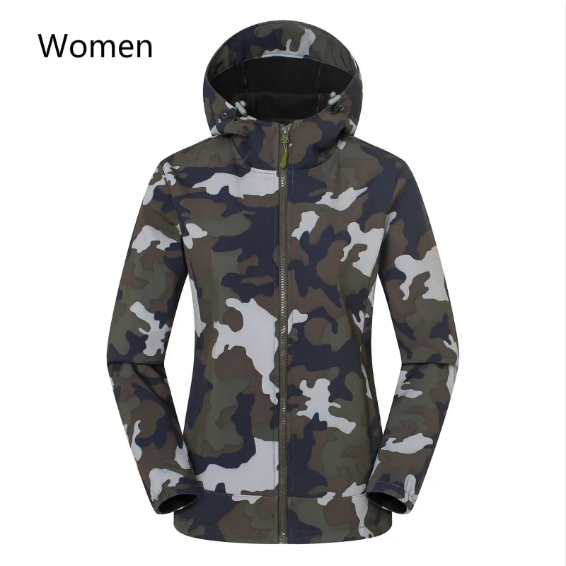 Autumn winter hiking jacket pant shark skin soft shell camouflage assault clothes fleece warm trekking camping coat | Спорт и