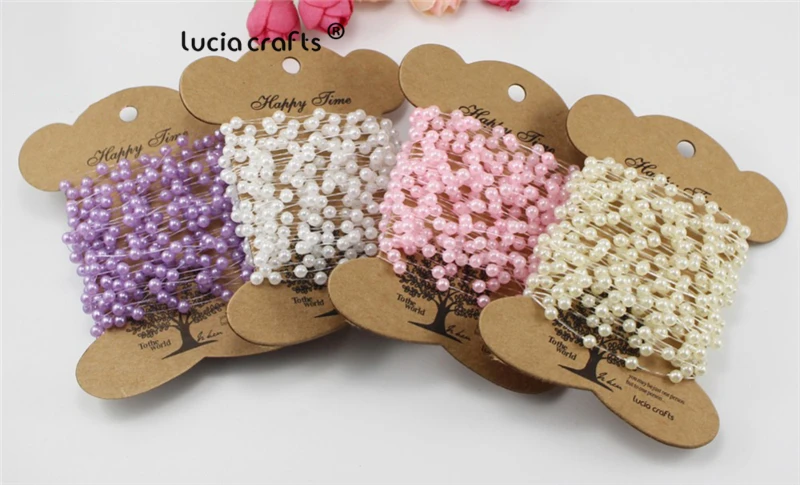 Распродажа! Lucia crafts 4 мм круглые бусины цепочка искусственный жемчуг Гирлянда Цветы Свадебные DIY Украшение дома 6 м/упаковка C0604