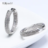 nice silver plated 24mm hoop earrings jewelry classic jewellery top quality round women circle earring