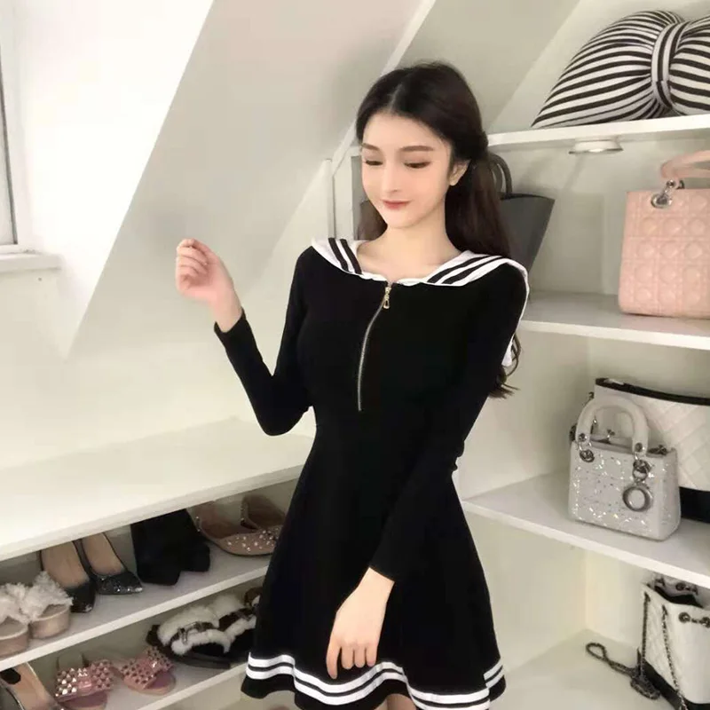 Новинка 2019 милое женское платье с длинным рукавом облегающее Привлекательное