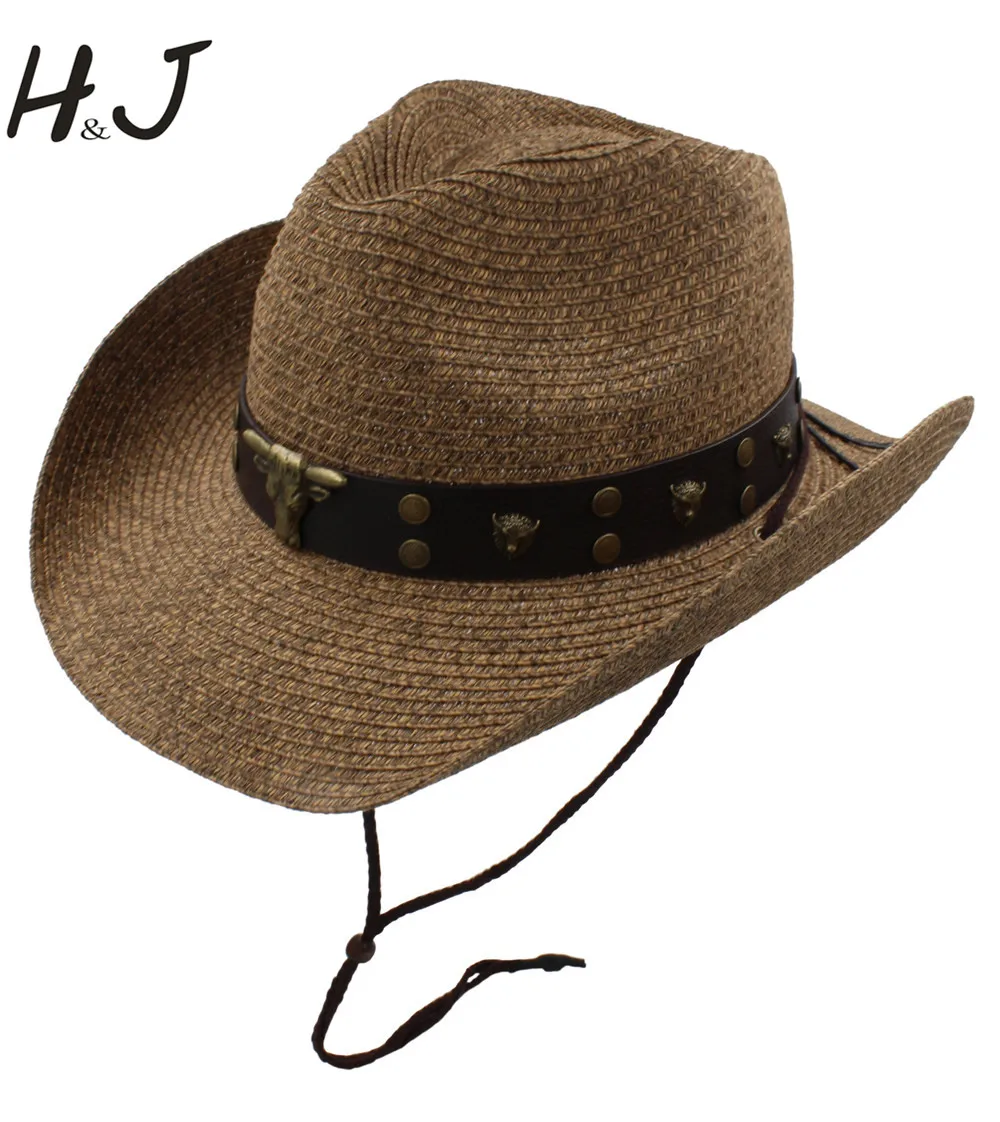 Мужская Ковбойская шляпа Sombrero кожаная в стиле панк размер 56 58 см A0106 XSJ 2019|Мужские