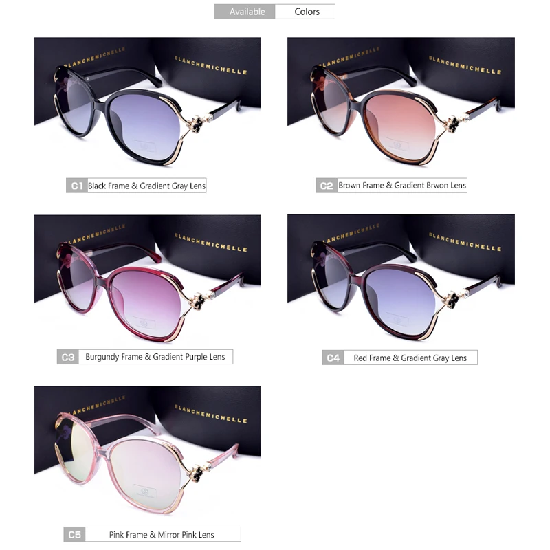 Blanche Michelle Fashion Oversized Polarized Sunglasses Women UV400 Brand Gradient lens Sun Glasses oculos With Box