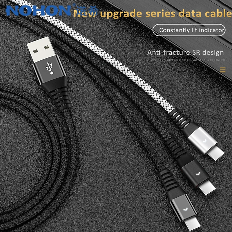 NOHON Led usb type C кабель для зарядки и синхронизации данных SamSung Gaxaly S8 Plus 2 4 A быстрая