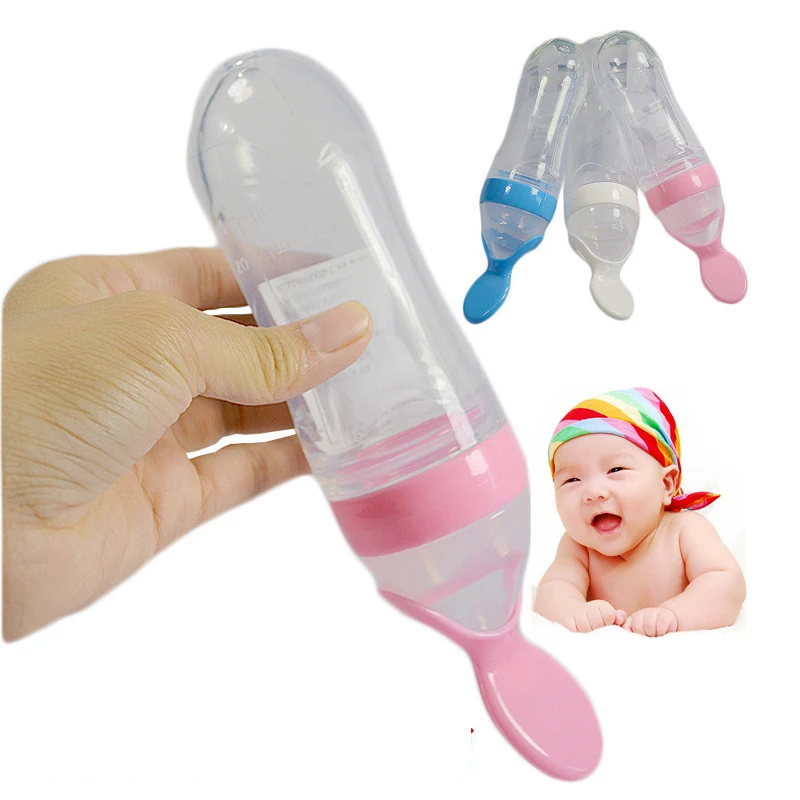 New Hot Silicone Baby Spoon Training Scoop Feeding Rice Cereal Bottle Spoons Cucharas Para Bebes 90ml | Мать и ребенок