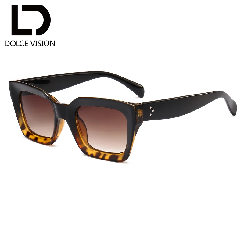 Мужские и женские солнцезащитные очки с квадратным градиентом леопардовым