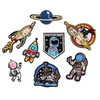 8pcsset astronaut rocket embroidered patches for clothing iron on embroidery stickers clothing applique decoration carton badge