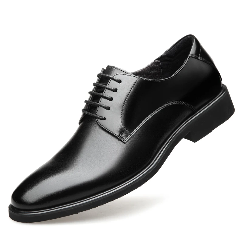 2022 New Men's Quality Genuine Leather Shoes Size 38-48 Black Soft Business Man Top Leather Shoes