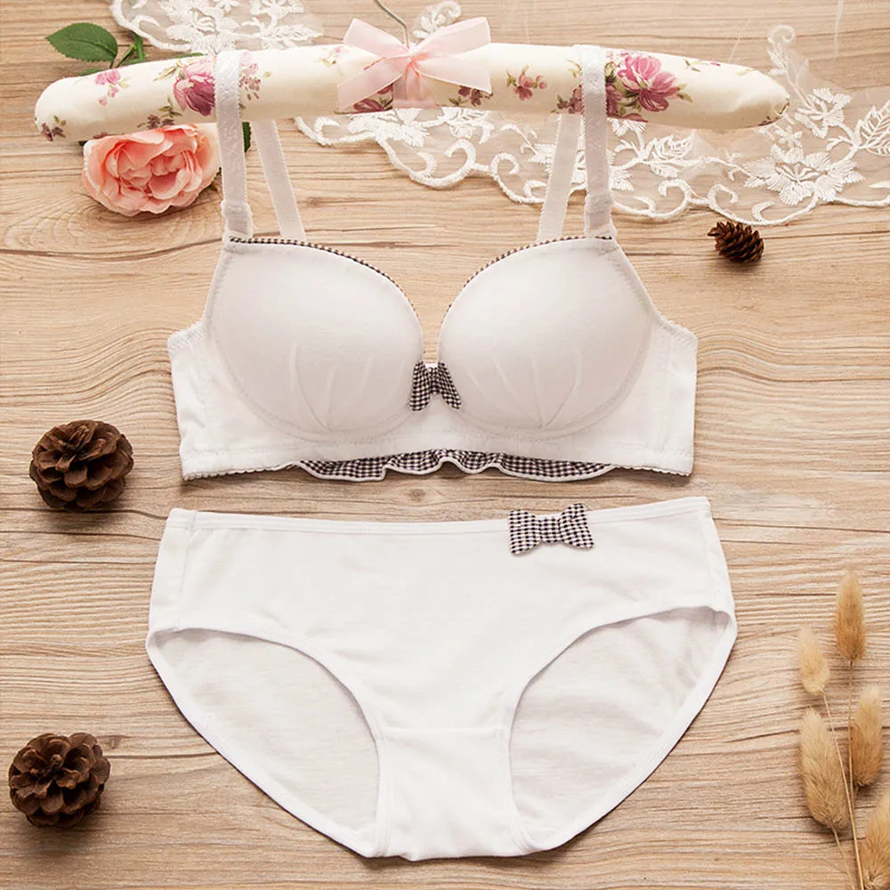 Женский бюстгальтер пуш-ап с хлопковой подкладкой комплект нижнего белья для
