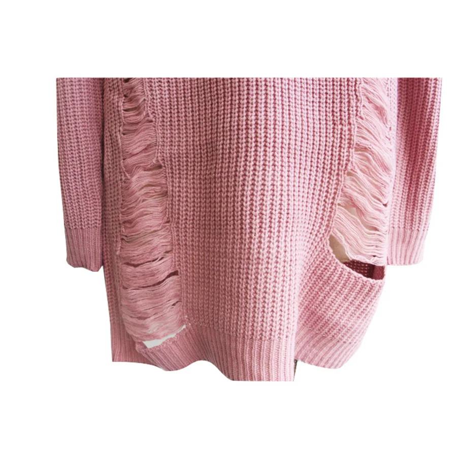 Осень-зима трикотажные длинные свитера модные женские Дизайн отверстие полого