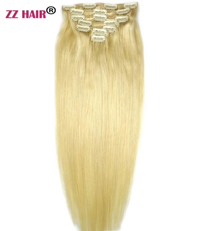 ZZHAIR 80 г 1"-20" Искусственные волосы одинаковой направленности заколки для волос в 7 шт набор человеческих волос для наращивания бразильские Натуральные Прямые Волосы