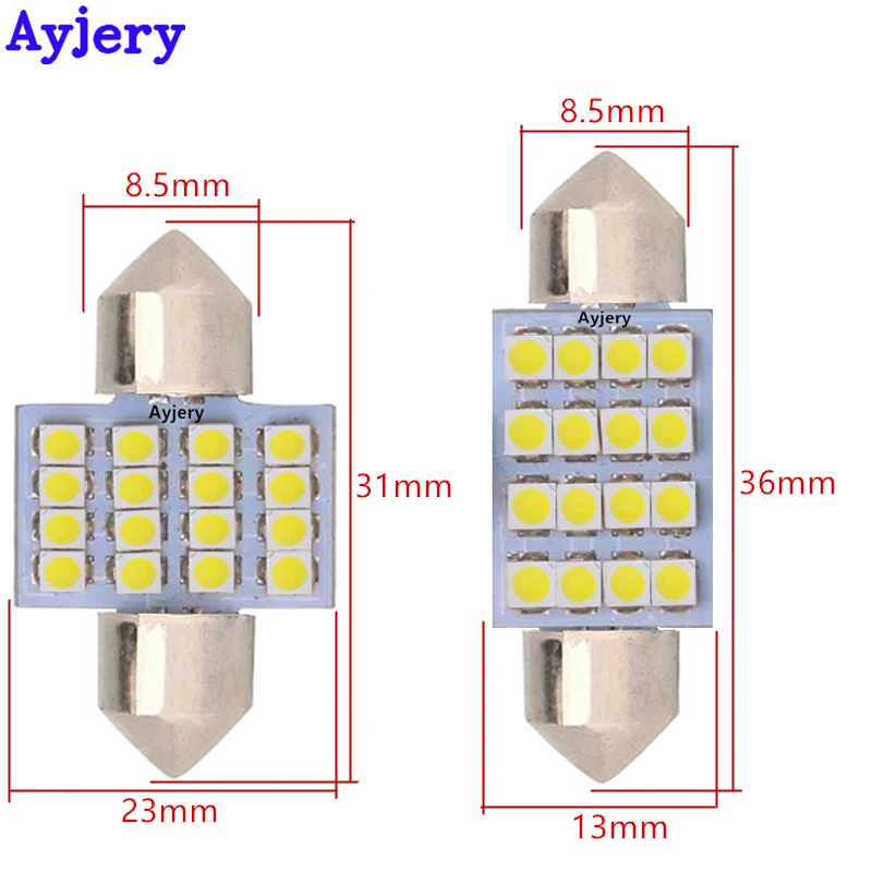 Прямая поставка с завода! 500 шт. C5W 31 мм 36 39 41 бело синий 3528 1210 16 SMD гирлянда