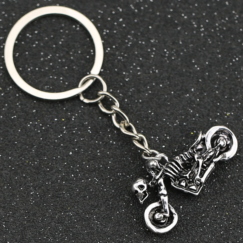Ghost Rider брелок для мотоцикла скелета черепа ребра кольцо ключей винтажное панк